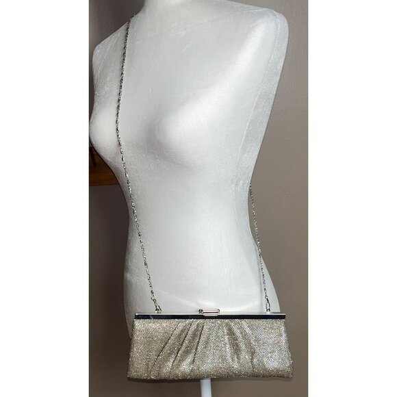 Jessica McClintock Evening Bag Clutch Silver Mesh Special Occasion Elegant Women - Picture 5 of 12